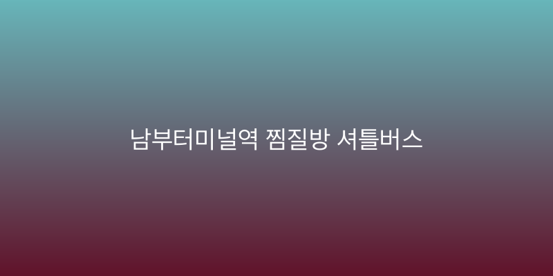 남부터미널역 찜질방 셔틀버스