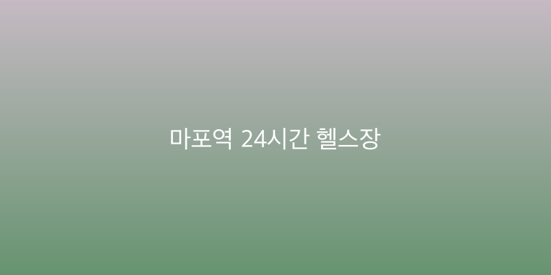 마포역 24시간 헬스장