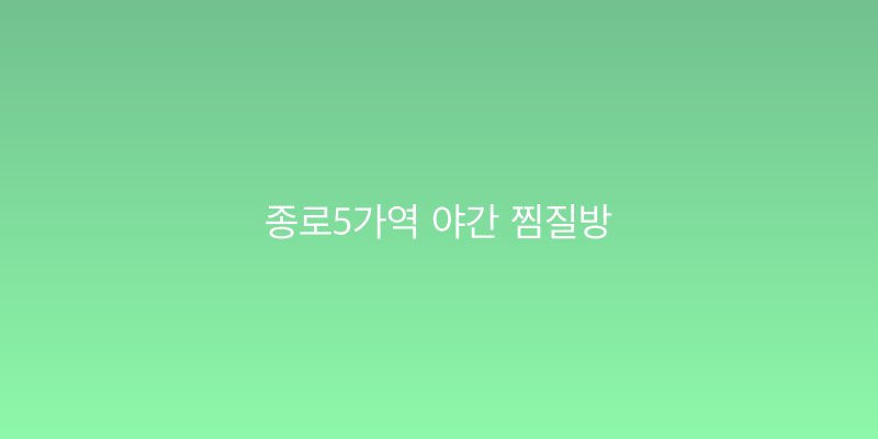 종로5가역 야간 찜질방