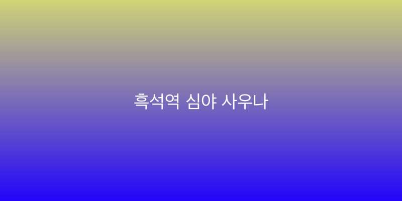 흑석역 심야 사우나